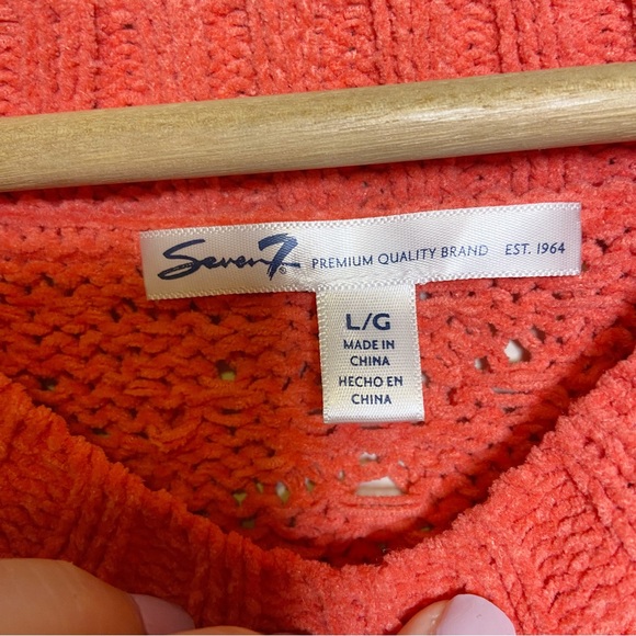 Seven 7 Chenille Textured Sweater Hibiscus Coral - Picture 5 of 7